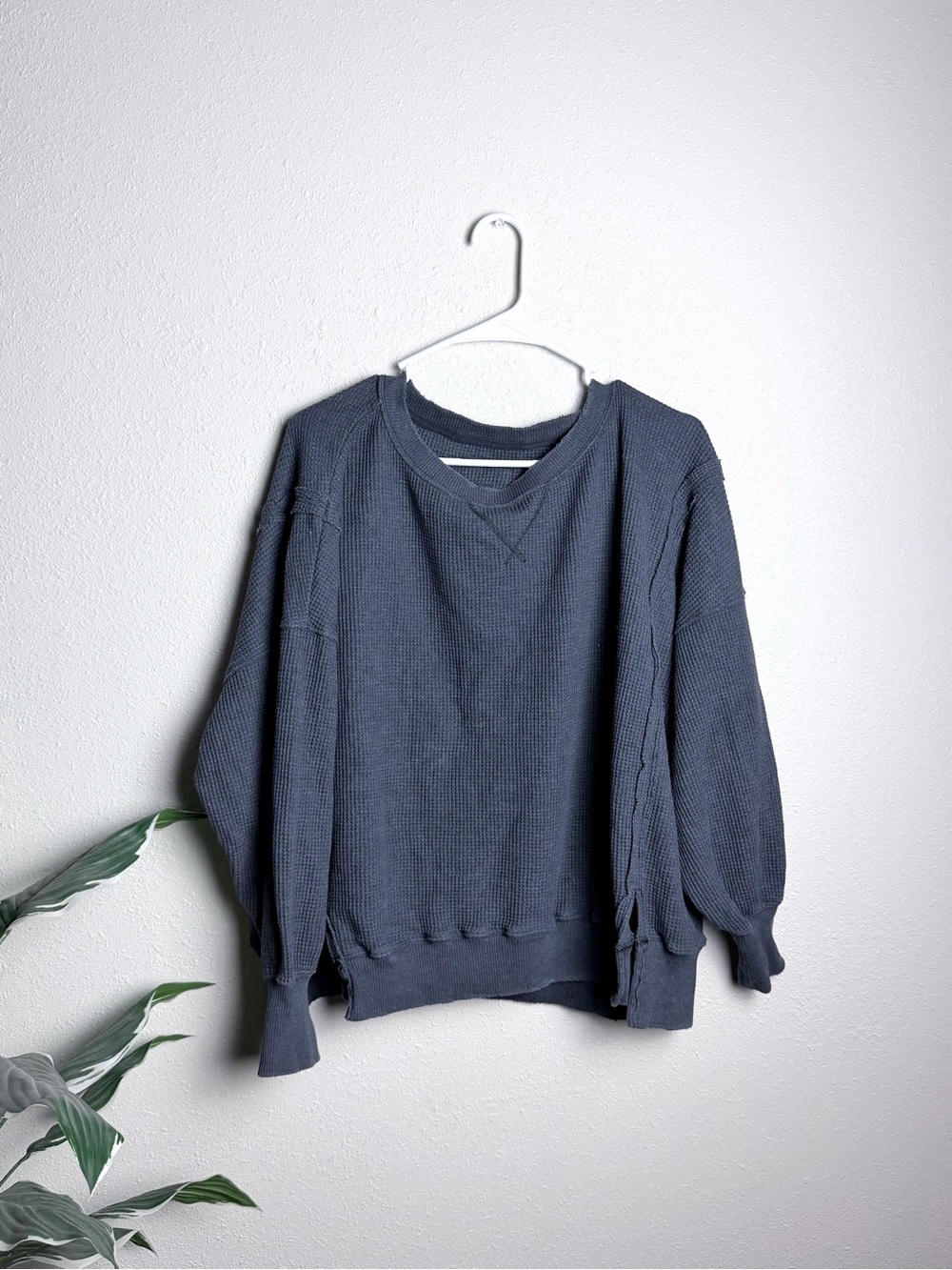 American Eagle Seriously Lived-In Oversized Waffle Knit Sweatshirt